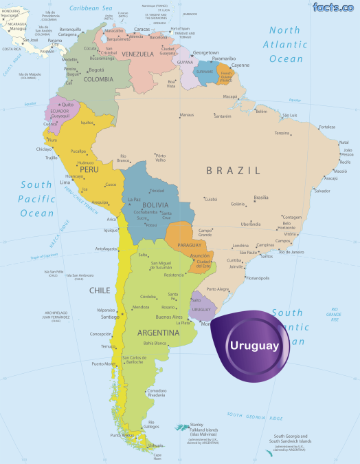UruguaySouthAmericaMap